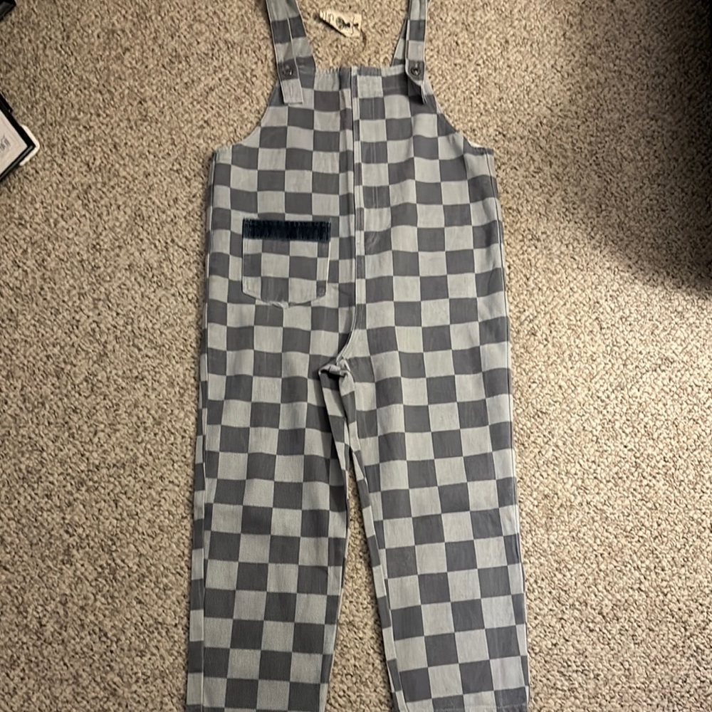 Easel Checkered Overalls